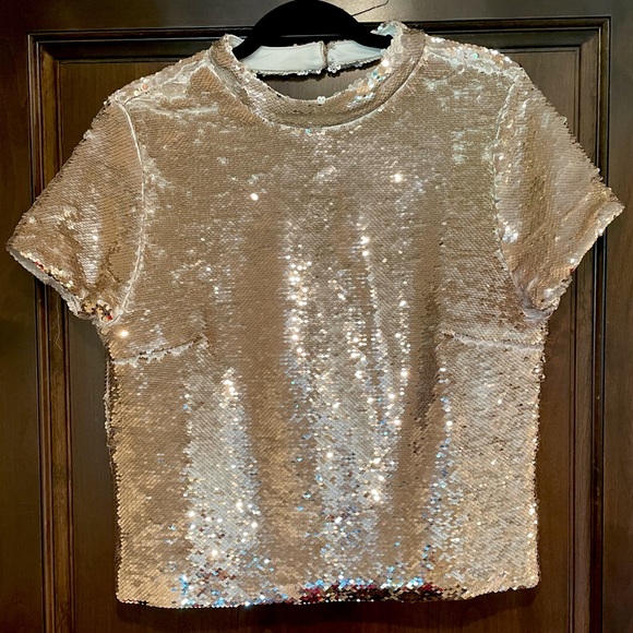 Gold Sequin Party Top, Buckle, size XL - Picture 1 of 10